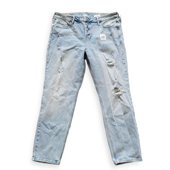 Old Navy Power Slim Straight High Rise Ankle Length Distressed Jeans Sz 14 - Picture 3 of 10